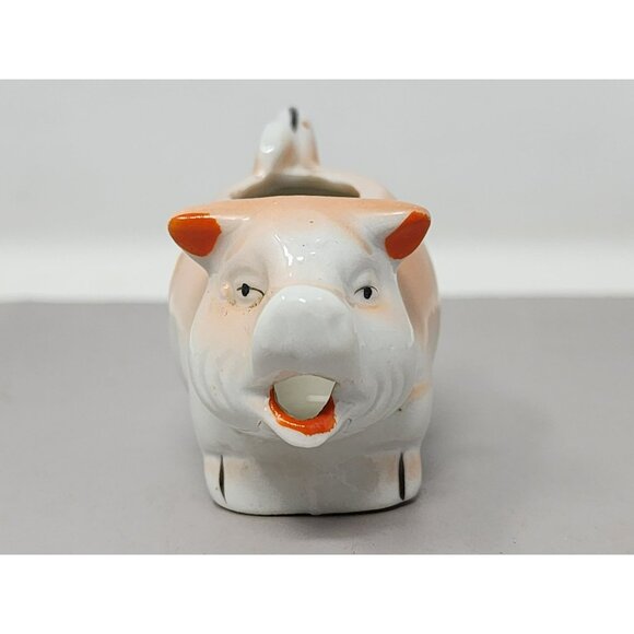 Vintage Small Ceramic Pig Creamer Pitcher With Pig Tail Handle - Picture 2 of 11